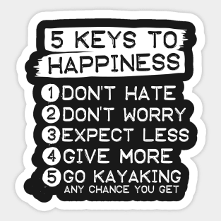 5 Keys To Happiness Kayaking Sticker